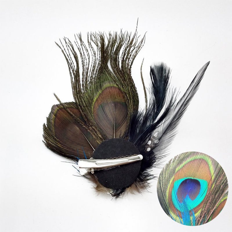 Comidox Hair Clip, Cute Peacock Feather with Rhinestones, Charming Peacock Headpiece Feather Hair Accessories for Women, Weddings, Parties, Halloween, Set of 2 - Image 2